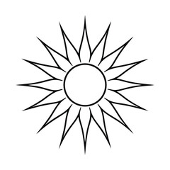 Minimalistic sun outline design solar symbol graphic representation vector art simple black and white illustration sunburst
