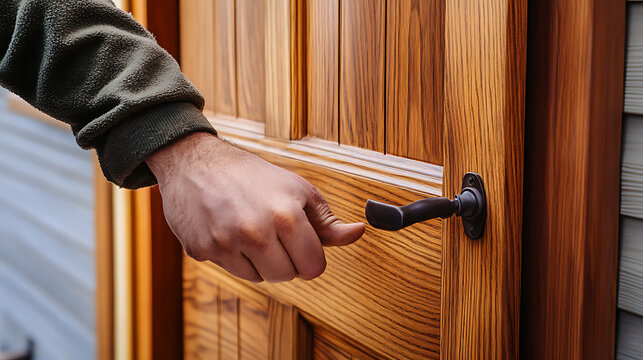 Carpenter building custom door for home. Featuring craftsmanship and attention to detail