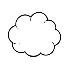 Cartoon fluffy cloud outline vector illustration simple graphic element isolated on white background message bubble