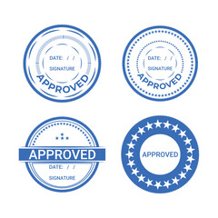 4 100% editable blue approved stamp with date and signature	
