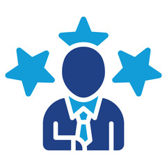 Experience Glyph Dual Tone, Person with three stars representing success and recognition