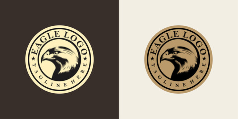 eagle emblem silhouette logo vector icon illustration