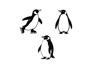 Obraz premium Penguin Sports Activity Vector Silhouettes Collection
