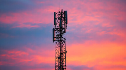 Fototapeta premium Communication Tower At Sunset