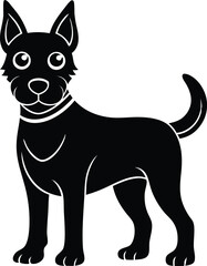 vector illustration of a dog, black and white dog silhouette icon, dog head vector symbol, sad, wow, angry reaction dog silhouette icon vector on white background.