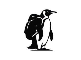 Obraz premium Adventurous Penguin Silhouette Vector.