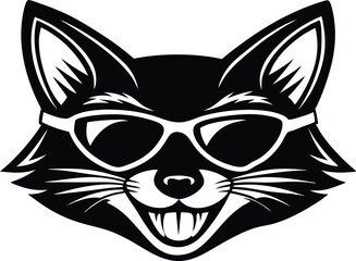Cool Fox Wearing Sunglasses Silhouette Vector Icon, Stylish Fox Silhouette with Shades – Vector Illustration, Chill Fox Silhouette Wearing Sunglasses – Vector Design, Sunglass Fox Silhouette.