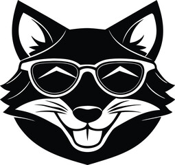 Cool Fox Wearing Sunglasses Silhouette Vector Icon, Stylish Fox Silhouette with Shades – Vector Illustration, Chill Fox Silhouette Wearing Sunglasses – Vector Design, Sunglass Fox Silhouette.