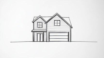 Fototapeta premium House Sketch Design, Front View, Architectural Drawing, Background Blank, For Presentation, Stock Photo