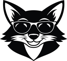 Cool Fox Wearing Sunglasses Silhouette Vector Icon, Stylish Fox Silhouette with Shades – Vector Illustration, Chill Fox Silhouette Wearing Sunglasses – Vector Design, Sunglass Fox Silhouette.