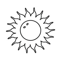 Simple Sun Vector Illustration With Rays In Outline Style Decorative Element
