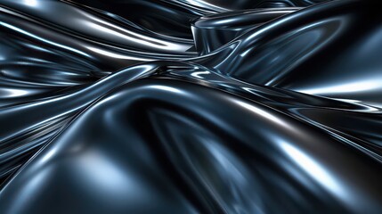 Abstract metallic waves with smooth surface and reflections creating a modern background look