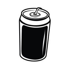 Black And White Soda Can Illustration For Drinks And Refreshment Designs