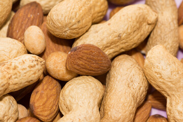 mixture of nuts of different varieties and sizes