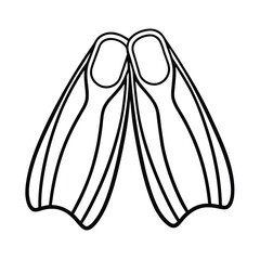 Pair Of Swim Fins Isolated On White Background Ready For Summer Fun