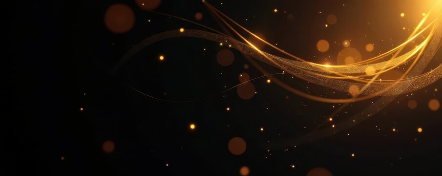 Intersecting gold lines, black backdrop, light flares , contrast, elegant