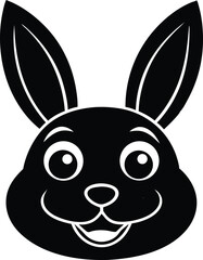 vector illustration of a cartoon rabbit wearing sunglass, black and white rabbit symbol, cute rabbit silhouette vector. 