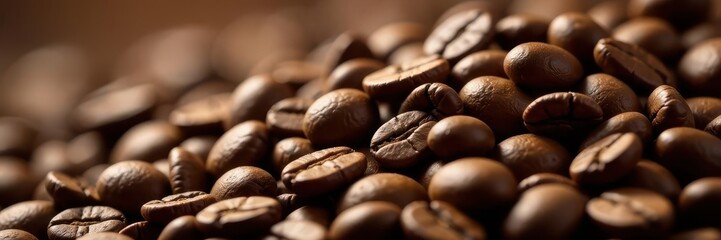 Close-up of roasted coffee beans, rich brown hues , coffee, dark