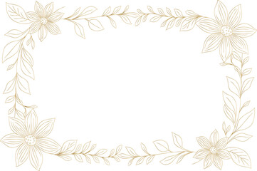 Floral frame hand drawn sketch doodle of golden corner border