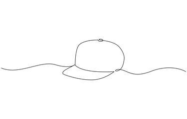 Obraz premium Man hat cap continuous one line drawing vector illustration, Continuous line drawing outdoor cap for man illustration vector isolated.