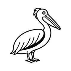 Pelican Bird Outline Vector Illustration Wildlife Icon Seabird Coastal Bird Image Black And White