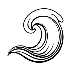 Black And White Wave Line Art Illustration Water Ocean Nature Symbol Design Element Graphic