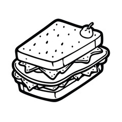 Black And White Cartoon Sandwich Illustration Of A Delicious Layered Sandwich Design