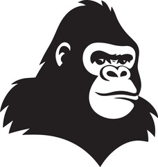 Gorilla head portrait Logo, Wild Animals silhouette, Animal, Black and white vector illustration clipart vector art