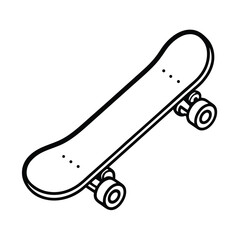 Isolated Line Art Illustration Of A Skateboard,Skateboarding Equipment For Sport And Recreation