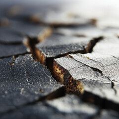 Macro Shot of Cracked Black Rubber Surface
