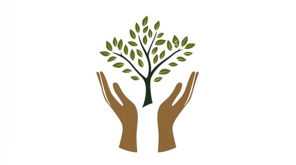 Hands Protecting Tree, Nature Symbol