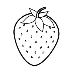 Strawberry Outline Drawing Vector Illustration For Coloring Books And Design Element