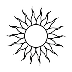 Sun Symbol Graphic Vector Illustration Minimalist Black And White Image Celestial Body Isolated