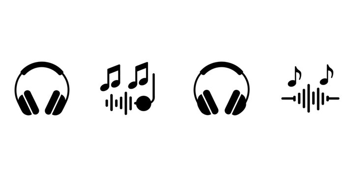 Music notes keys icon set, Music notes symbol, vector illustration. Music notes, song, melody or tune flat icons for musical apps and website, Music Notes and Symbols Set - Stock Vector Illustration.