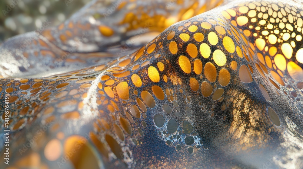 Aufkleber abstract surface texture with golden circular shapes and flowing curves