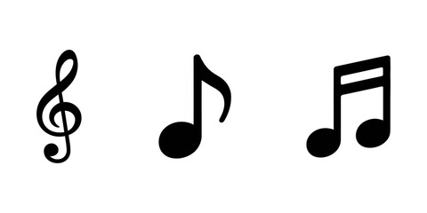 Music notes keys icon set, Music notes symbol, vector illustration. Music notes, song, melody or tune flat icons for musical apps and website, Music Notes and Symbols Set - Stock Vector Illustration.