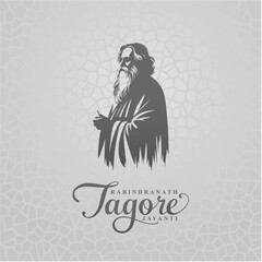 Rabindranath Tagore Jayanti Social Media Creative Solid Silhouette Design

