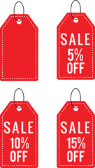 Red Price Tag Sale  Set of vibrant red price tags showcasing attractive discounts on a purchase, perfect for visual appeal in your promotion. 