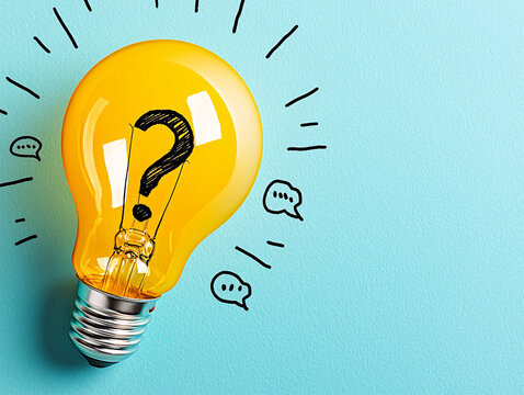 Question Mark Lightbulb Symbolizing Idea Generation and Problem Solving in Business and Life Scenarios