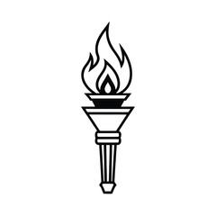 Vector Torch Icon Symbolizing Inspiration Achievement And Hope In Minimalist Black And White Style