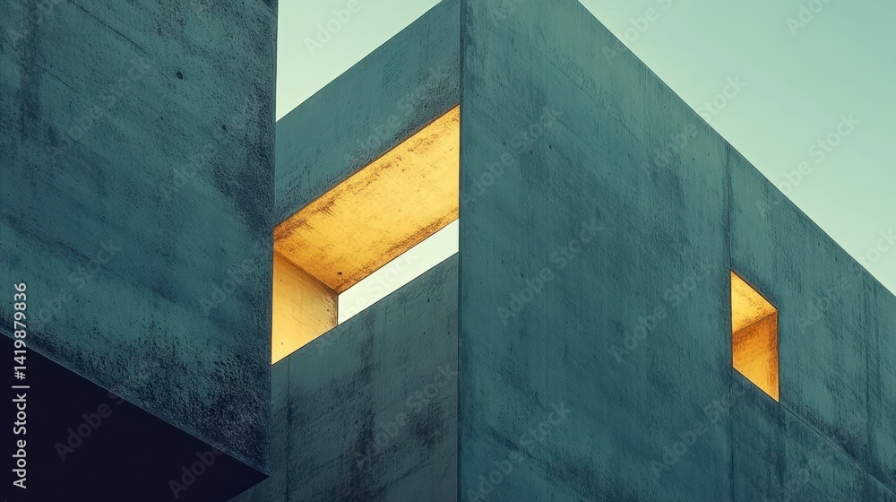 Aufkleber abstract architecture features concrete structures with geometric window shapes