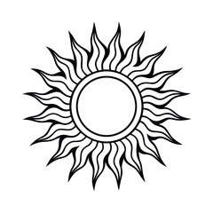 Stylized Sun Icon Vector Illustration Decorative Sunshine Graphic Element Symbol Isolated Design Element Black And White