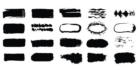 Paint brush strokes silhouettes 