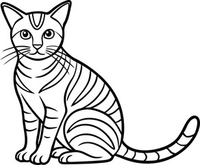 cute sitting solid black silhouette vector icon, coloring page lineart vector, black cat vector, black cat vector illustration, black and white cat on white background.