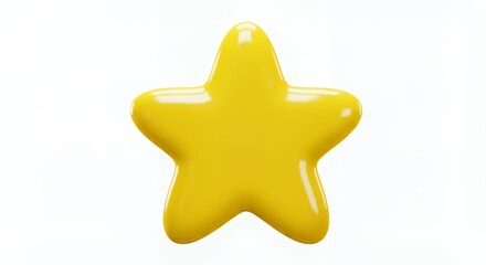 Isolated Yellow Star Shape 3d Rendering on White Background