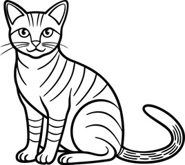 cute sitting solid black silhouette vector icon, coloring page lineart vector, black cat vector, black cat vector illustration, black and white cat on white background.