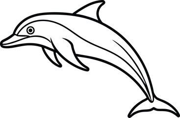 vector illustration of a dolphin, dolphin vector illustration, silhouette of a dolphin jumping, happy face reaction dolphin cartoon character head icon, outlined vector of jumping dolphin.