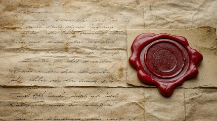 Old handwritten letter with aged paper and red wax seal emphasizing vintage communication and historical document preservation