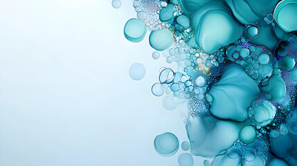 Abstract Teal And Blue Ink Blots Design