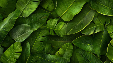 Tropical Banana Leaves Pattern Background